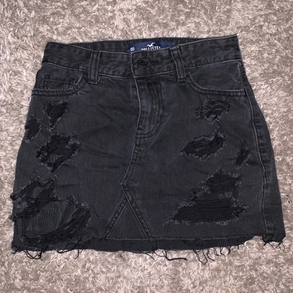 Black denim hollister skirt